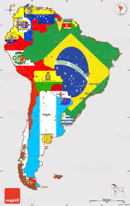 Flag simple map of South America.